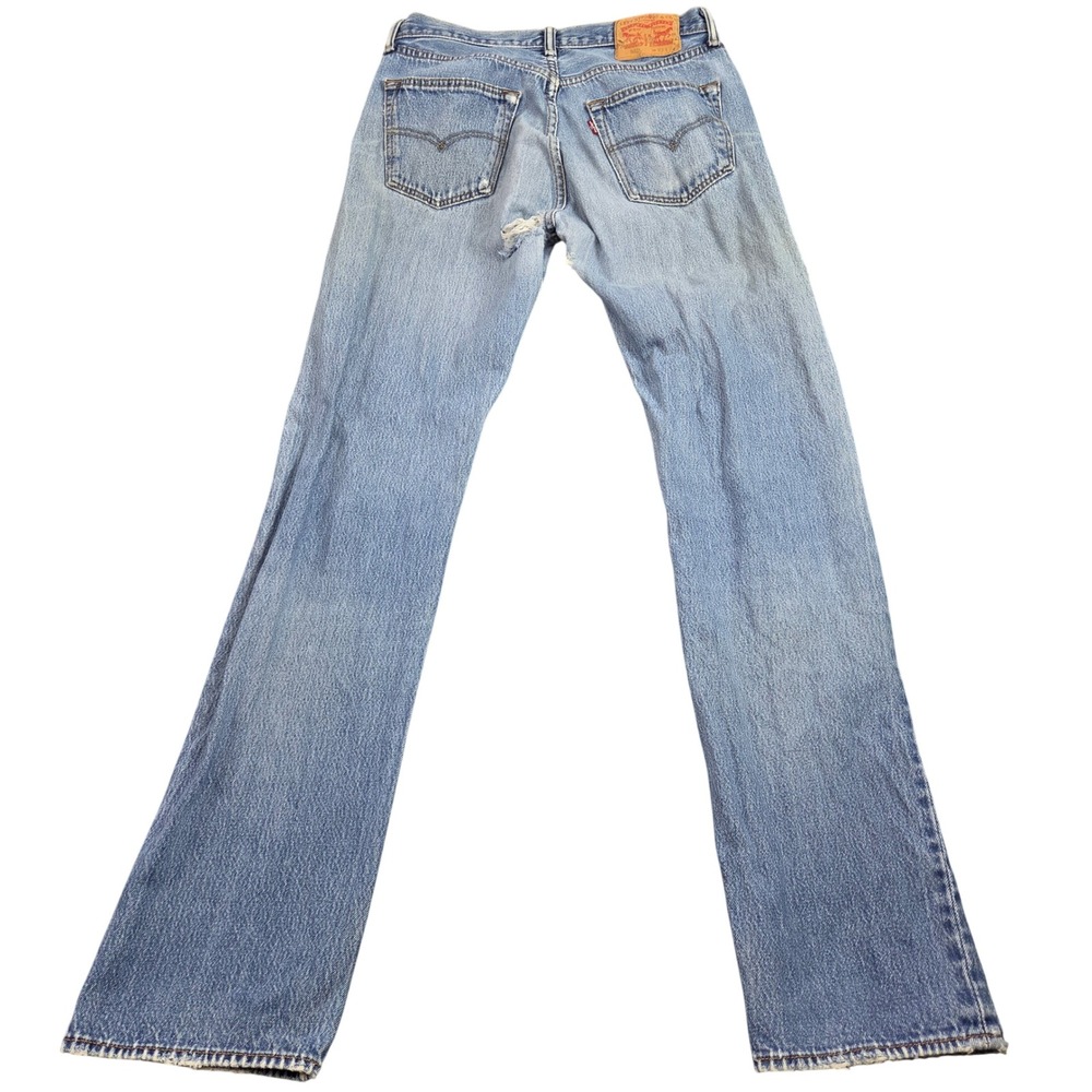Vintage Levis 501 Jeans Mens 31x34 Straight Leg Light Wash Grunge Denim Y2K - Picture 2 of 11